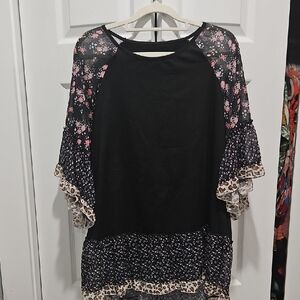 Floral and Leopard Print Top